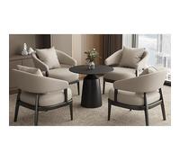 MPLFHSYOS Ensemble De Canapé De Réception Contemporain avec Table en Pierre, Sièges en Simili Cuir Durable for Bureau, Centre Commercial, Balcon Et Salon Commercial(Table+4Chair,B)