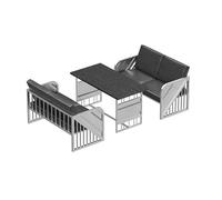 MPLFHSYOS Ensemble De Cuisine 3 Pièces avec Structure en Acier, Comprenant Une Table À Manger Et 2 Bancs, Un Coin Repas Industriel for 4 Personnes avec Chaises, Idéal for La Salle À Manger(C)