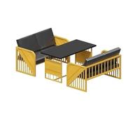 MPLFHSYOS Ensemble De Cuisine 3 Pièces avec Structure en Acier, Comprenant Une Table À Manger Et 2 Bancs, Un Coin Repas Industriel for 4 Personnes avec Chaises, Idéal for La Salle À Manger(A)