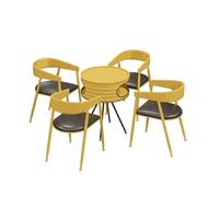 MPLFHSYOS Espace Détente Salle De Sport avec Table Et Tabourets De Bar, Réception Magasin avec 4 Chaises, Îlot Central Rond, Espace Restauration avec 4 Tables Et Chaises(B)