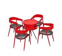 MPLFHSYOS Espace Détente Salle De Sport avec Table Et Tabourets De Bar, Réception Magasin avec 4 Chaises, Îlot Central Rond, Espace Restauration avec 4 Tables Et Chaises(C)