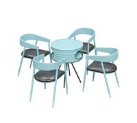 MPLFHSYOS Espace Détente Salle De Sport avec Table Et Tabourets De Bar, Réception Magasin avec 4 Chaises, Îlot Central Rond, Espace Restauration avec 4 Tables Et Chaises(G)