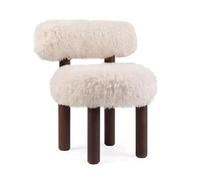 MPLFHSYOS Fauteuil Lounge Confortable Et Relaxant sans Accoudoirs, avec Dossier Et Pieds en Bois Massif, Chaise De Coiffeuse Moelleuse for Salle De Maquillage(White)