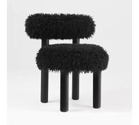MPLFHSYOS Fauteuil Lounge Confortable Et Relaxant sans Accoudoirs, avec Dossier Et Pieds en Bois Massif, Chaise De Coiffeuse Moelleuse for Salle De Maquillage(Black)