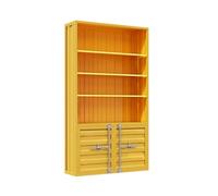 MPLFHSYOS Vitrine De Sol Industrielle Wind, Étagère À Vin À Plusieurs Niveaux, Bibliothèque d'angle Rétro avec Rangement Intégré(1PC+Light)