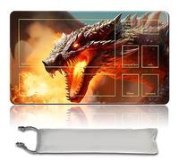 MPLR BOARD GAME Tapis de jeu MTG + sac étanche gratuit, bords cousus, surface en caoutchouc lisse, MTG PlayMat avec zones (An Original Ancient Hellkite Playmat) (avec zone)