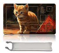 MPLR BOARD GAME Tapis de jeu MTG + sac étanche gratuit, bords cousus, surface en caoutchouc lisse, MTG PlayMat avec zones (An Original Ancient Hellkite Playmat) (Adorable Kitten-with Zone)