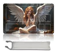 MPLR BOARD GAME Tapis de jeu MTG + sac étanche gratuit, bords cousus, surface en caoutchouc lisse, MTG Playmat avec zones (An Original Angel of Flight Albâtre) (avec zone)