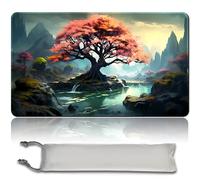 MPLR Tapis de jeu MTG + sac étanche gratuit, bords cousus, surface en caoutchouc lisse, PlayMat avec zones (arbre rose - pas de zone)