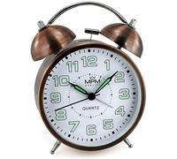 Mpm Cooper Colour Réveil Analogique Rétro Avec Chiffres Lumini, Double Cloche Sans Tic-Tac, Réveil Vintage À Piles À Quartz, Horloge De Table Avec Veilleuse