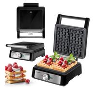 MPM Gaufrier MGO-41-4 Gaufres en même temps - Régulation de la température et revêtement antiadhésif 1600 W - Voyants lumineux & pieds antidérapants - Nettoyage facile