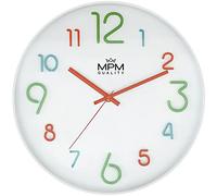 MPM Horloge Murale colorée en Plastique avec Grand Chiffres, Horloge Murale silencieuse, particulièrement adaptée pour Chambre d'enfant, Mouvement à Quartz Silencieux pour Jouer sans Interruption