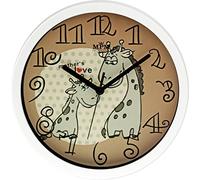 MPM Horloge Murale colorée pour Enfant en Plastique avec Motif Girafe, Blanc/Marron | Décoration Murale idéale pour Une Chambre d'enfant | Moteur Pas à Quartz, évacuation sans frottement