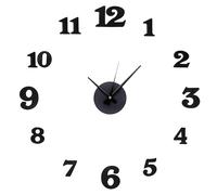 MPM Horloge Murale Noire de qualité à Faire soi-même, Horloge Murale autocollante, Horloge Murale au Design Original, Chiffres en Mousse avec Surface Brillante, décoration élégante pour Salon,