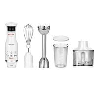 MPM MBL-28 Set Mixeur Plongeant, Multi-usages, Fouet, Vitesse Ajustable, Gobelet Hachoir 500ml, Verre à Mesurer 600ml, sans BPA, 500W, Acier Inoxydable, 0.6 liters, Blanc