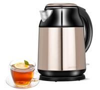 MPM MCZ-91M Bouilloire Électrique Capacité 1,7 Litre, Acier Inoxydable sans BPA, Arrêt Automatique, Résistance Cachée, sans Fil à 360º sans Câble, Filtre à Chaux, 2000W