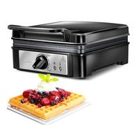 Gaufrier professionnel pour 2 gaufres belges épaisses, plaques antiadhésives, MPM, MGO-24, 1400, Noir Noir G