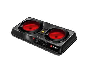 Mpm mke-21 cuisinière électrique vitrocéramique portable, plaque 2 feux 19 - 16,5 cm, 2000, noir