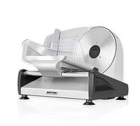 MPM MKR-04M Trancheuse Électrique Universelle, pour Découpe Fine Comme Épaisse, Trancheuse à Jambon, Pain, Fromage, avec Lame 19 cm en Acier Inoxydable, Epaisseur Réglage de 0-15mm, 150W