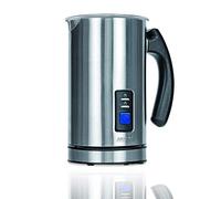 MPM MKW-03M Moussoir à Lait Automatique sans Fil, Fouet Électrique Moussoir à Lait et Réchauffeur 500 ml Produit de la Mousse Chaude/froide, Couvercle Transparent, Acier Inoxydable 500W