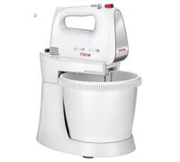 MPM MMR-20Z Mélangeur à Pâtisserie avec Bol Rotative 3L, sans BPA, Robot Pâtissier Boulangerie Cuisine, 5 Vitesses + Turbo, Tiges et Crochet Pétrisseur en Acier Inoxydable, Blanc, 750W