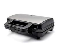 Mpm MOP-20M Électrique pour 2 Sandwiches, 4 en Forme de Triangle, Appareil à Croque Monsieur, Plaques Antiadhésives, Température Automatique, Compact, Finition, 900W, Noir/Acier INOX