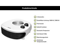 MPM MUG-20 - Ventilateur domestique sans ailettes - Intérieur - Couloir - Blanc - Bouton rotatif - 2000 W