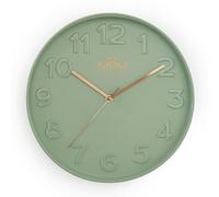 MPM Quality Design Horloge murale, verte, Horloge moderne en plastique, verre, mouvement à quartz balayage, 305x305x42 mm, pour le salon, la chambre, la cuisine, le bureau et dans toute pièce