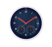MPM Quality Horloge Murale Design en Plastique Bleu, Moteur Pas à Pas à Quartz, hygromètre, thermomètre, Affichage de la température et de l'humidité, Cadran Original, ∅ 314 x 45 mm, E01.3084.30