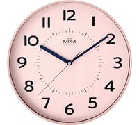 MPM Quality Horloge Murale Design en Plastique, Rose, Grands Chiffres Arabes, Mouvement à Quartz, diamètre : 320 mm, Moderne, analogique, décoration Murale pour Salon, Cuisine, Bureau, Chambre à