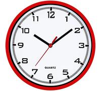 MPM Quality Horloge Murale Design, Horloge Moderne, décoration Murale en Plastique, Rouge/Blanc, Moteur Pas à Quartz, l'accessoire idéal pour n'importe Quelle pièce de la Maison : Salon, Chambre