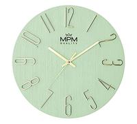 MPM Quality Horloge Murale Design - Vert/doré - Affichage de la Date - Chiffres 3D - Mouvement à Quartz précis - ∅ 305 mm - Décoration Murale Moderne pour Salon, Chambre ou Bureau