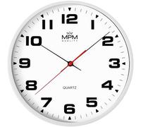 MPM Quality Horloge murale Lina, blanc/noir, moderne, en plastique, belle décoration pour n'importe quelle pièce, Ø 305 mm, élément design, parfaite comme horloge de cuisine, décoration murale, salon