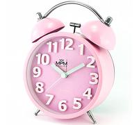 MPM Réveil analogique rétro sans tic-tac | Réveil Fort pour Les dormeurs Profonds | Réveil rétro avec Cadran 3D | Réveil Parfait pour Les malentendants | Belle décoration Vintage | 15,5 cm - Rose