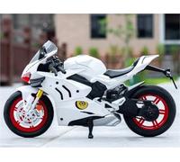 MPODYTSF Modèle réduit 1:10 Alliage pour Modèle De Moto pour Ducati V4S Jouet Son Et Lumière Scooter Cadeau Ornement Gâteau(White)
