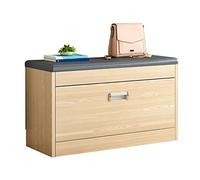 MPOPO Banc à chaussures d'entrée pour la maison - Tabouret de rangement push-pull - Banc à chaussures avec coussin de siège, tiroir de rangement pour chaussures d'extérieur