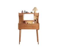 MPOPO Coiffeuse Coiffeuse en Bois Massif avec Miroir cosmétique, boîte à Bijoux, Deux tiroirs Peu Profonds et Un Profond, Bureau Simple for Petit Appartement