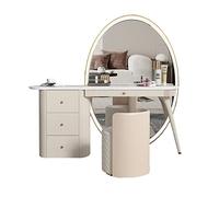 MPOPO Coiffeuse Commode Table De Maquillage Chambre Miroir Complet Armoire Rangement Ensemble Tout-en-Un Dames Tiroir(120cm)