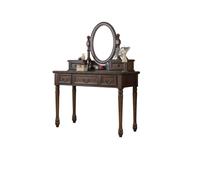 MPOPO Coiffeuse Table de Maquillage Coiffeuse en Bois rétro Pays avec des Meubles Miroir boîte Rangement