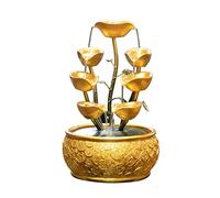 MPOPO Fontaines de Table Fontaine de Bureau Fontaine à Eau Courante créative avec Base décorative Motif pièce Monnaie en Or doré et Table Pompe Fontaines d'intérieur(S)