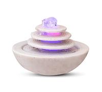 MPOPO Fontaines de Table Fontaine de Table intérieure Cascade décor à la Maison Fontaine Relaxation Disque 3 Niveaux et Bassin Rond avec Boule lumière LED Fontaines d'intérieur(B)