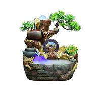 MPOPO Fontaines de Table Fontaine d'eau de Table d'intérieur décor rocaille résine chanceuse Cascade Fontaine Bureau décoration la Maison Fontaines d'intérieur