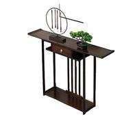 MPOPO Table d'autel de méditation en bois massif pour porche, foyer, table, table d'encens, nouveau style chinois, salon simple, vue finale, porche, armoire offrant Bouddha (100 cm)