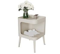MPOPO Table de Chevet Table d'appoint et Meuble de Salon Style crème au Beurre Chevet Minimaliste Moderne créative en Fer forgé avec étagère latérale Petite Table