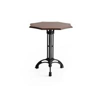 MPOPO Table octogonale Vintage en Bois Massif et Fer, for Desserts, librairie, Restaurant, Petite Table à Manger, mobilier de Loisirs Table Basse(70cm)