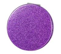Mpowtech Miroir compact grossissant pour hommes, femmes et filles, petit miroir de poche pliable de poche grossissant 2 x 1x, mini miroir de voyage double face en cuir synthétique (violet/rond)