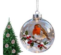 Mppchhn Boules De Noël Décoratives pour Sapin | Décoration De Fête Transparente Et Festive,Ornement en Verre avec Oiseaux - pour La Balustrade La Fenêtre Le Magasin La Fête Et