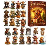 Mppchhn Calendrier De L'Avent - 2025 Vache Highland 2D Decoration Interieure - Mignon Calendrier De L Avent De Noel | Pour Salon Chambre Cuisine Fête D'Anniversaire