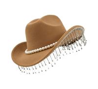 Mppchhn Chapeau De Cowgirl À Strass,Couvre-Chef Élégant À Large Bord,Chapeau Western Avec Franges À Strass Pour Homme - Pour Concert De Musique, Mariage, Célébration De Fête, Cosplay