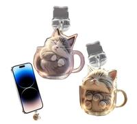 Mppchhn Charme Cache-Poussière | Protecteur Chat Acrylique Étanche Anti-Poussière | Lot de 2 Caches Port de Charge Type C - Pour Tablette Ordinateur Portable Porte-Clés Intérieur Maison Travail